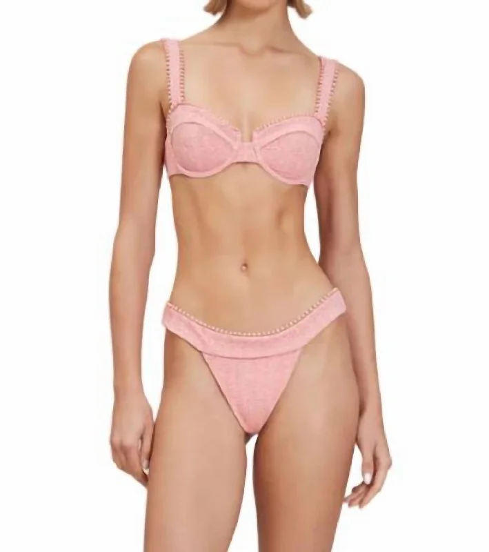 Pia Bikini Bottom In Pink Tweed